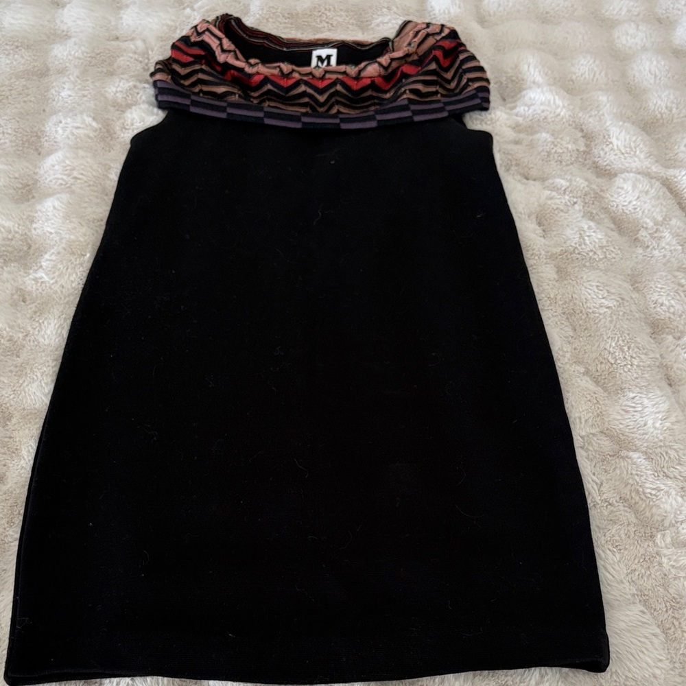 M Missoni Black Sleeveless Dress with Patterned Collar S